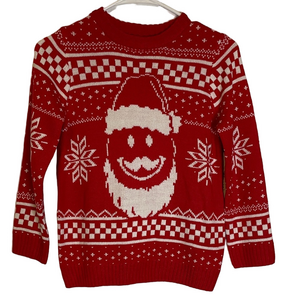 HOLIDAY TIME Santa Christmas Sweater, Girls Size M (8), Red White